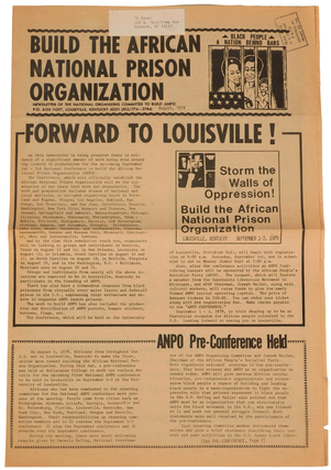 "Storm The Walls of Oppression!" African American National Prison Organization Newsletter. African American Prison Abolition.