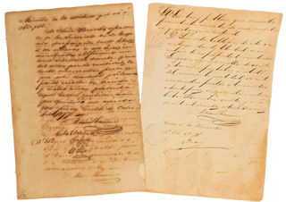 A Group of Two Manumission Documents for Enslaved People in Cuba, 1872. Cuba Slavery.