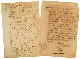 2 documents recording the sale of Two Enslaved Women in Cuba, 1872. Cuba Slavery.
