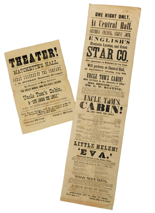 Two Broadsides for Uncle Tom's Cabin Stageplay. Theatre Uncle Tom's Cabin.