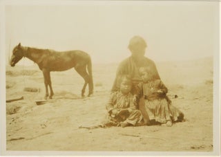 Navajo Mother and Children Photograph, 1920s. Native American Harmon Marble Photograph.