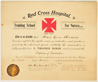 Red Cross Nursing School Diploma 1906. Nursing Red Cross.