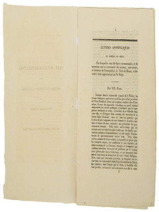 Napoleonic Europe Church State Conflict Papal Excommunication Issued by Pope Pius VII Against the Annexation of Rome 1809