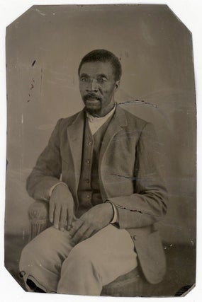 Item #18939 Tintype of African American Gentleman with Goatee. Tintype African American