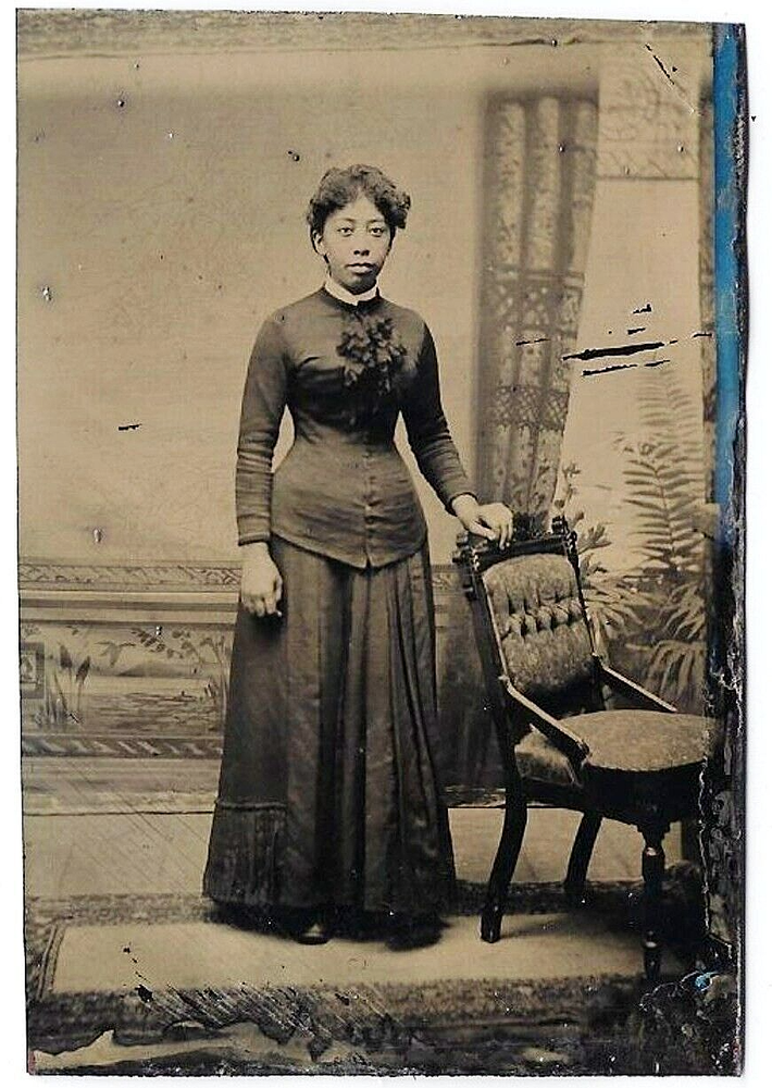 Item #18947 Full length Tintype of Attractive African American Woman. Photography African American.