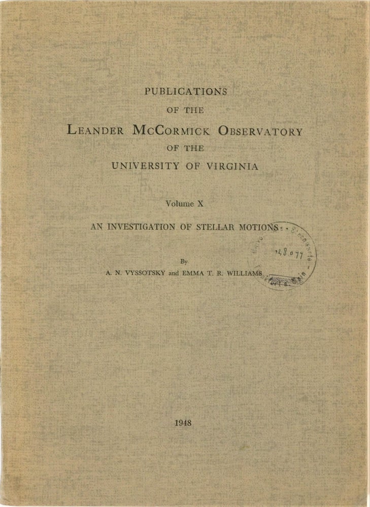 Item #18978 Woman Astronomer's "Investigation of Stellar Motions," from the University of Virginia 1948. Astronomy Women's education.