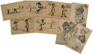 African Americans Playing Sports in Cartoonish Depictions, 1910-1920's. Caricatures African American in Sport.