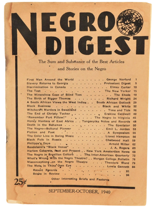 Negro World Digest, Vol. 1, No. 3, September-October, 1940. African-American, History.