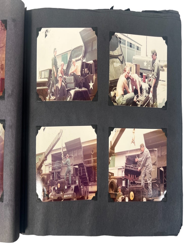 Item #19066 Vietnam War Era U.S. Army Engineer Unit at Oakland Army Base Multiracial Military Life Photo Album Early 1970s. Vietnam Military Photo Album.