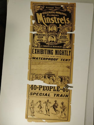 Culligan and Morgan's Alabama Minstrels Poster, circa 1900-1915. Racist, Minstrelsy.