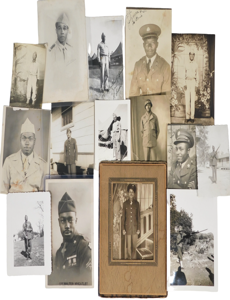 Item #19151 African American Military History World War II Segregated U.S. Army Soldiers at Camp Claiborne Louisiana and Camp Croft SC, 1940s. W W. II Black Troops in Segregated Military.