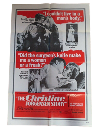 Item #19161 Christine Jorgensen Story: Trans Movie Poster: “I Couldn't Live in a Man's Body”....