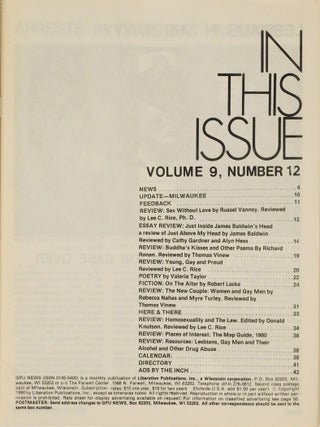 LGBTQ Milwaukee History and GPU News Magazine Archive from 1979 to 1980