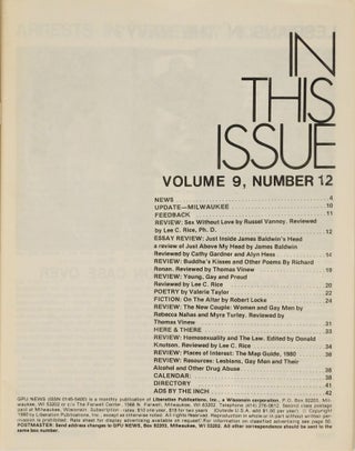 LGBTQ Milwaukee History and GPU News Magazine Archive from 1979 to 1980