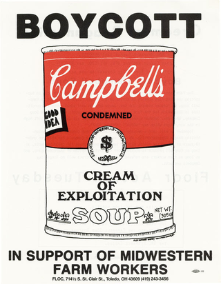1970s "Boycott Campbell's Condemned Cream of Exploitation" Farm Labor Organizing Committee. Latino Civil Rights.