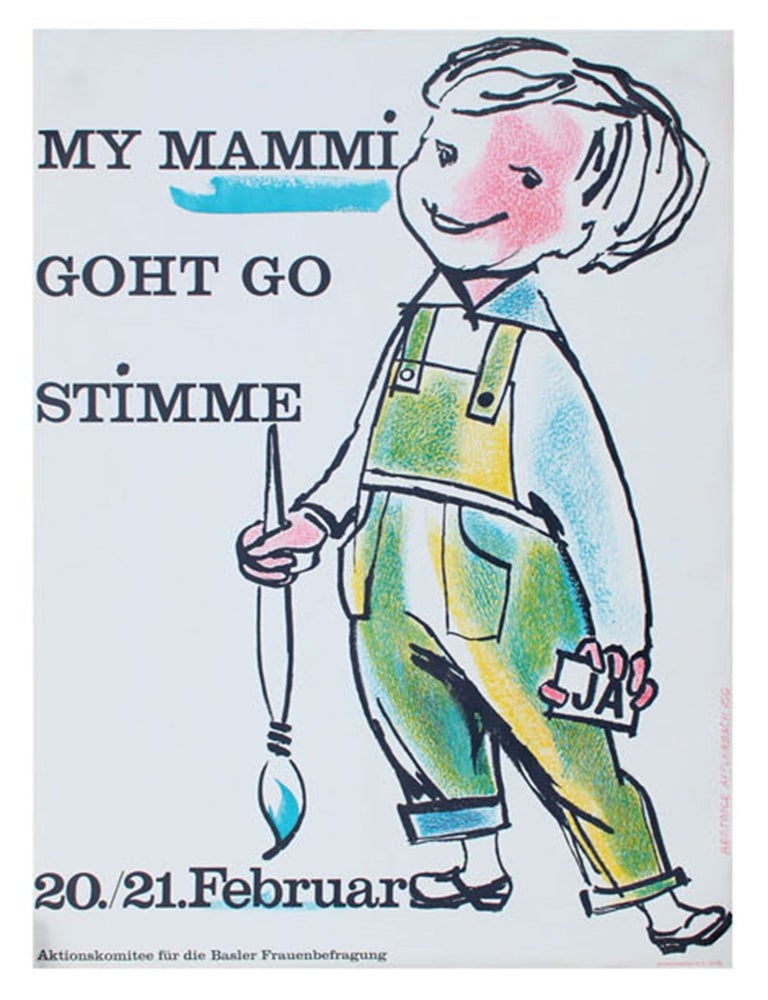 Item #19348 Huge Swiss Women's Suffrage Poster, 1954. Women&rsquo;s Suffrage Poster.