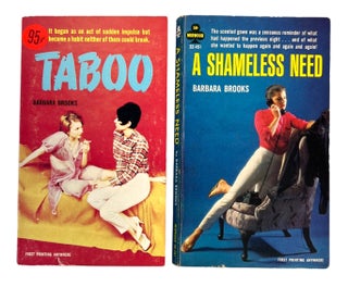 Early Lesbian Pulp Collection of 2 pulp books by Barbara Brooks: Taboo, and A Shameless Need. Barbara Brooks Lesbian Pulp.