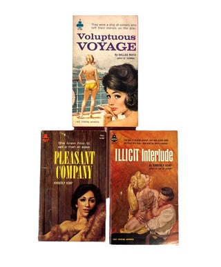 Early Lesbian Pulp Collection of 3 books by Kimberly Kemp: Illicit Interlude, Pleasant Company, Kimberly Kemp Lesbian Pulp.