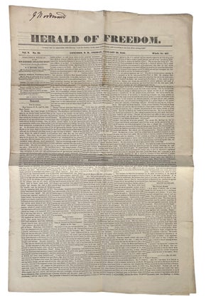 Early Abolitionist Newspaper, The Herald of Freedom, January 1844 Issue. Herald of Freedom Abolitionism.