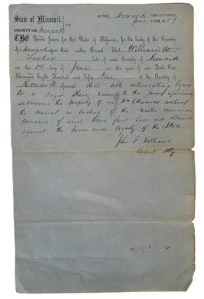 Item #19810 1859 Document Regarding Selling Liquor to an enslaved person Without Consent of...