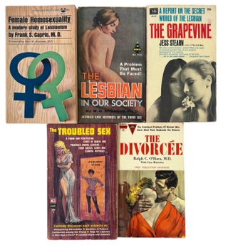 Collection of early books on studies on Lesbianism and lesbian culture from the 1960s. Studies Lesbian Pulp.