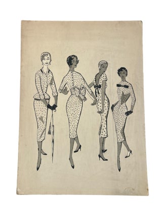 Postwar Fashion Design Education Women's Garment Sketches Archive, 1951