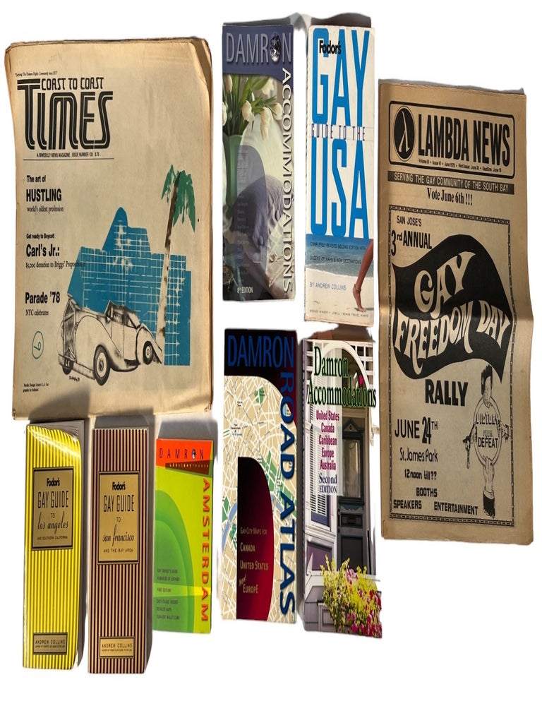 Item #20129 LGBTQ+ History Gay Travel Guides and Community Mapping Publications Documenting Queer Spaces Across the United States and Europe 1978 to 2004. Bob Damron, Fodor.