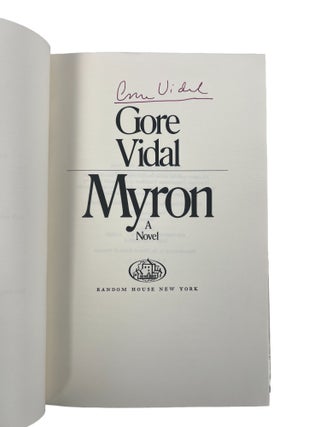 "Myron" Sequel to First Transgender Novel "Myra Breckinridge" First Edition Signed by Gore Vidal