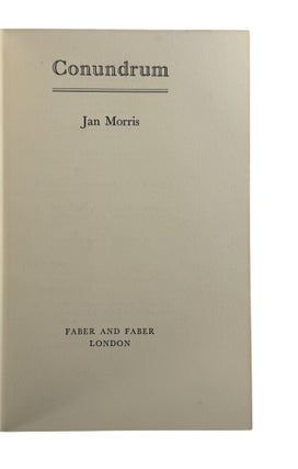 Trans Historian Jan Morris Biography First Edition "Conundrum": "I was three.. when I realized that I had been born into the wrong body and should really be a girl... it is the earliest memory of my life."