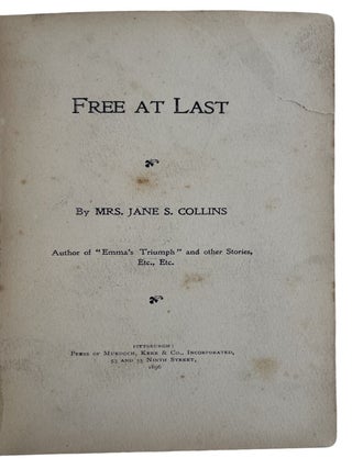 Post Reconstruction Early Civil Rights Novel "Free At Last", 1896