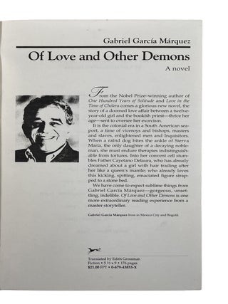 Gabriel Garcia Marquez "Of Love and Other Demons" Uncorrected Proof