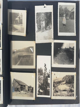 American Motorsports History. 1930s Motorcycle Racing and Road Travel Photograph Album Featuring Harley Davidson and Indian Competition Culture.