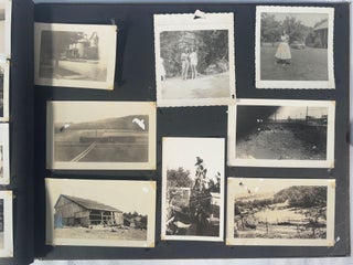 American Motorsports History. 1930s Motorcycle Racing and Road Travel Photograph Album Featuring Harley Davidson and Indian Competition Culture.