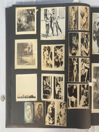 American Motorsports History. 1930s Motorcycle Racing and Road Travel Photograph Album Featuring Harley Davidson and Indian Competition Culture.