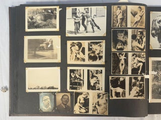 American Motorsports History. 1930s Motorcycle Racing and Road Travel Photograph Album Featuring Harley Davidson and Indian Competition Culture.