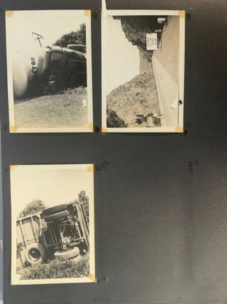 American Motorsports History. 1930s Motorcycle Racing and Road Travel Photograph Album Featuring Harley Davidson and Indian Competition Culture.