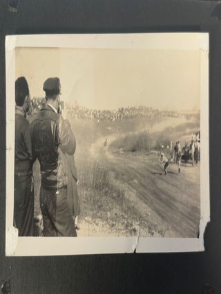 American Motorsports History. 1930s Motorcycle Racing and Road Travel Photograph Album Featuring Harley Davidson and Indian Competition Culture.
