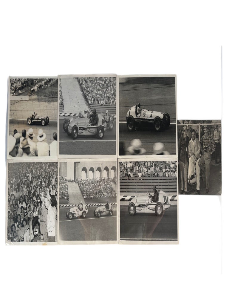 Item #21548 Southern California Motorsports Photography Showing Open Wheel Racing at the Los Angeles Memorial Coliseum, Circa 1940s&ndash;1950s. Early auto Racing Los Angeles.