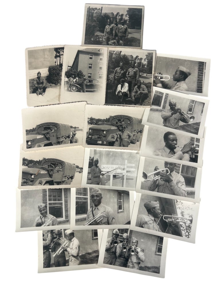 Item #21562 Military History and Music Culture: Black U.S. Army Band Members and Soldiers in World War II Photo Archive, circa 1940s. African American Military History.