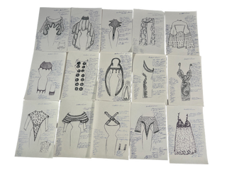 Postwar American Fashion Women’s Design Portfolio Archive Showing Cocktail Wear and Pattern Instructions 1950s 1960s