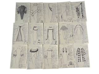 Women’s History Mid Century Fashion Design Archive of Hand Drawn Garment Sketches and Construction Notes 1950s to 1960s