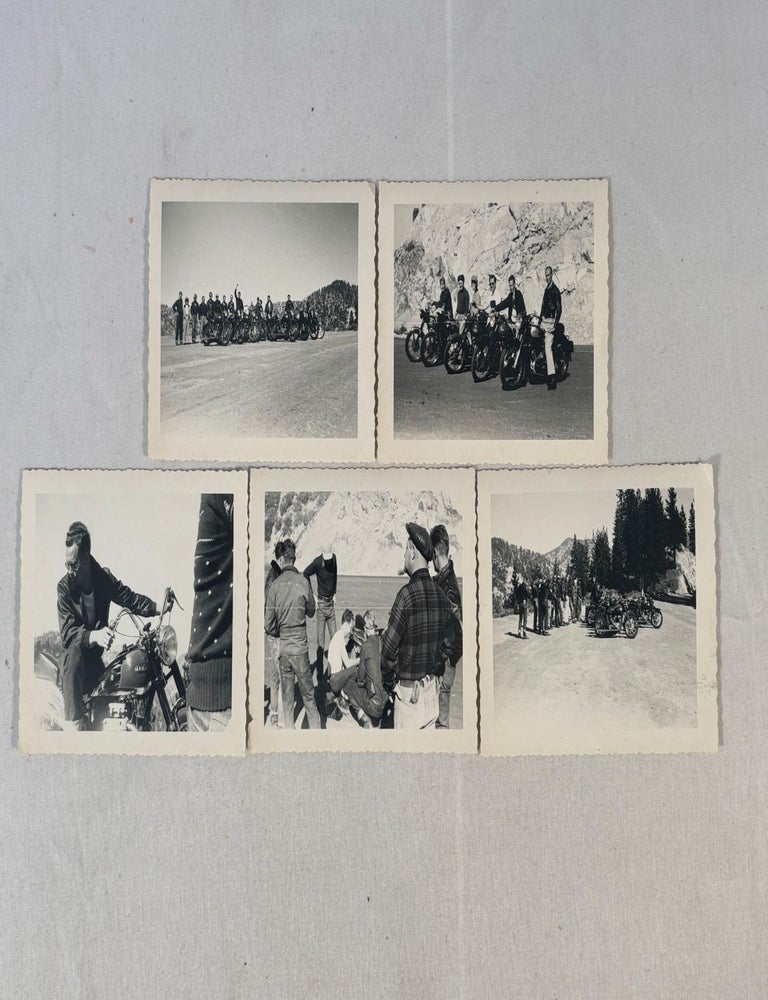 Item #21840 1950s Motorcycle Club Riding Through the California Mountains, Photo Archive. Motorcycle Club California.