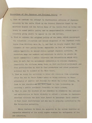 Japanese American Evacuation Original Church-Backed Resolution of 1942