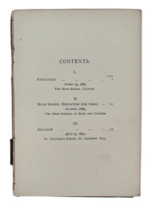 Three Lectures on Women's Education in Victorian England, 1890