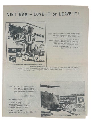 Pair of Anti-Vietnam War Pamphlets "Viet Nam – LOVE IT or LEAVE IT!" and "Peace or Four More Years of War?"