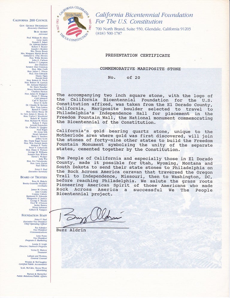 Item #2229 Buzz Aldrin Letter Signed. Buzz ALDRIN.