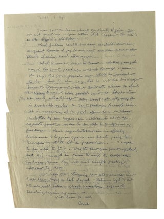 Nobel Prize Winning Scientist Carl Cori's Letters to Family, Nobel Congratulations, and Commentary on the Persecution of Jews in Prague, 1920s-50s