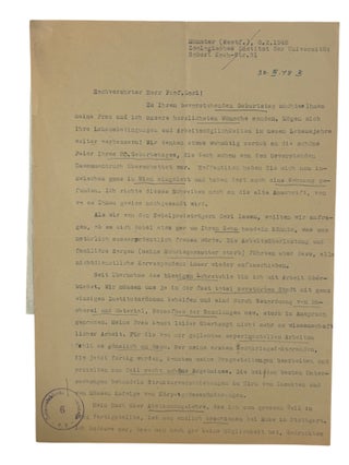 Nobel Prize Winning Scientist Carl Cori's Letters to Family, Nobel Congratulations, and Commentary on the Persecution of Jews in Prague, 1920s-50s