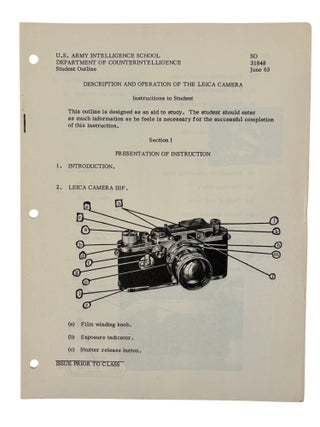 Cold War Intelligence History U.S. Army Counterintelligence Photographic Training Manuals from Fort Holabird 1960 to 1963