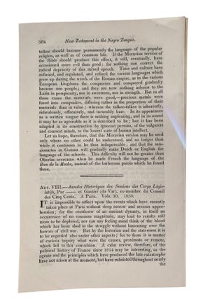 Item #22583 New Testament the Negro Tongue (also called talkee-talkee), 1829 Article on a...